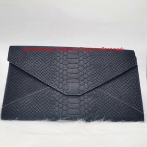 EUC - Old Navy Black Croc-embossed Evening Bag with Goldtone Chain Link Strap